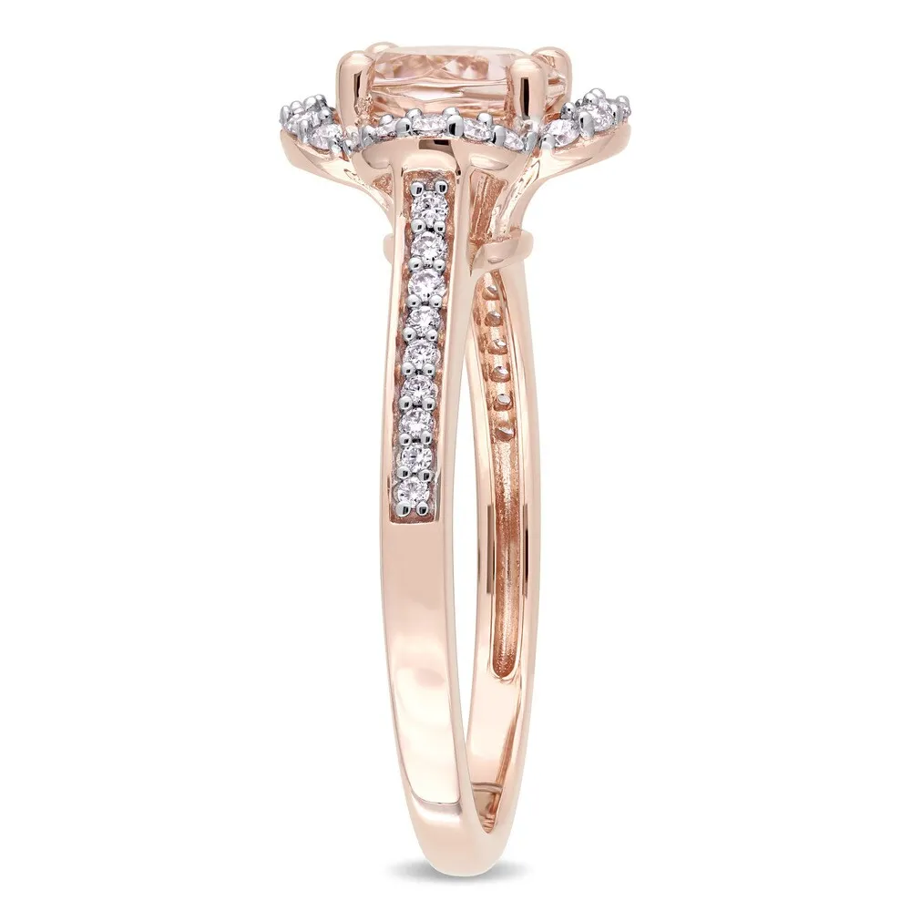 Miadora Signature Collection 14k Rose Gold Morganite and 1/4ct TDW Diamond Quatrefoil Halo Engagement Ring (G-H, I1-I2) - Pink sold by Zulily product image thumbnail 2