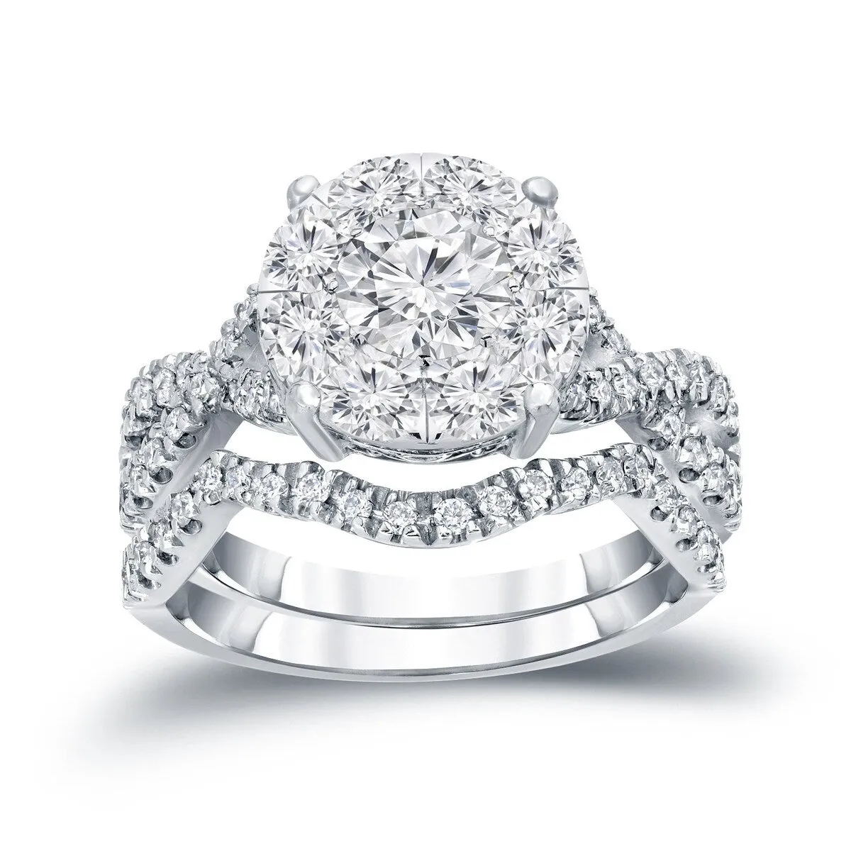 Auriya 1 1/5ctw Round Halo Diamond Engagement Ring 14k Gold sold by Zulily product image thumbnail 2