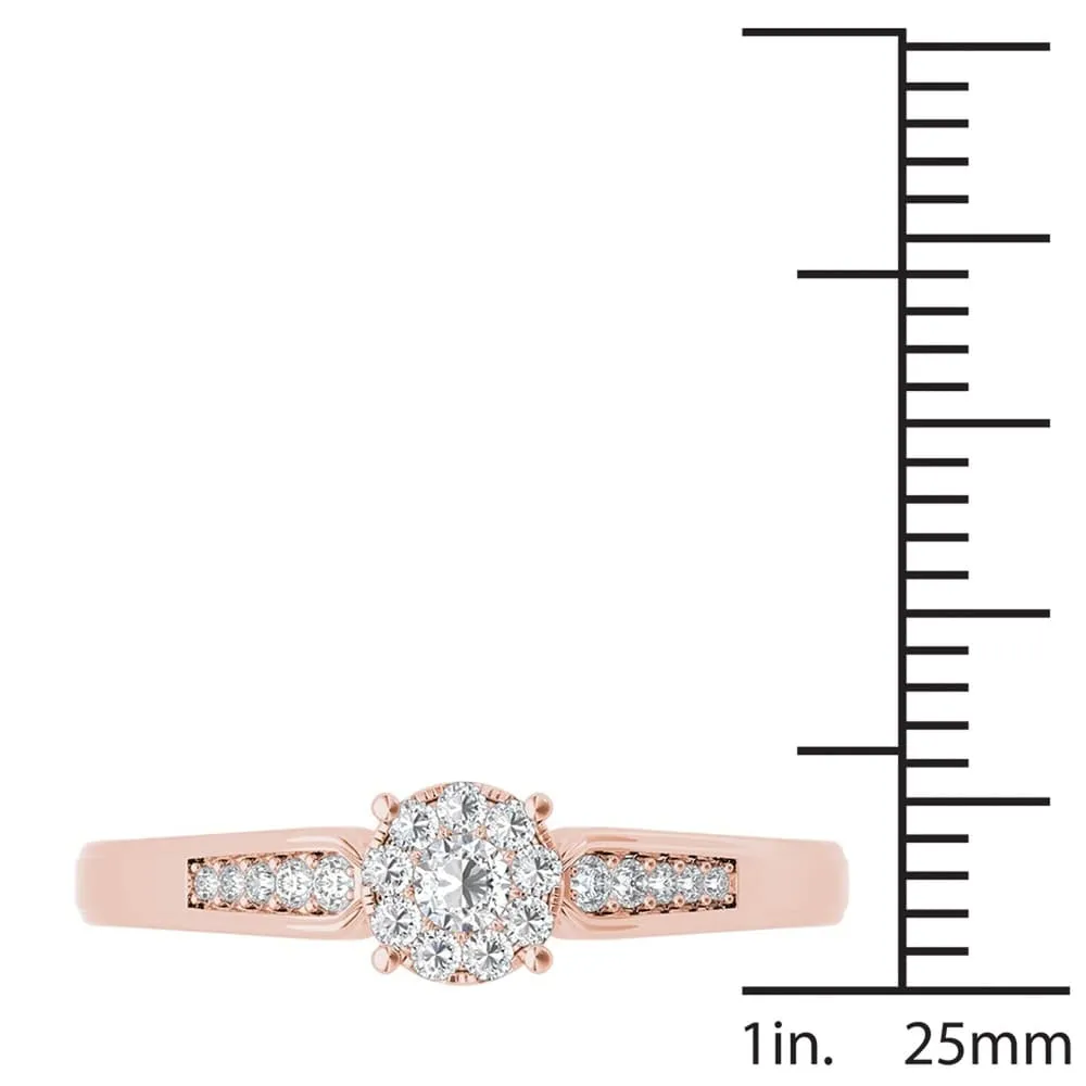 De Couer 10k Rose Gold 1/4ct TDW Diamond Cluster Engagement Ring - Pink sold by Zulily product image thumbnail 4