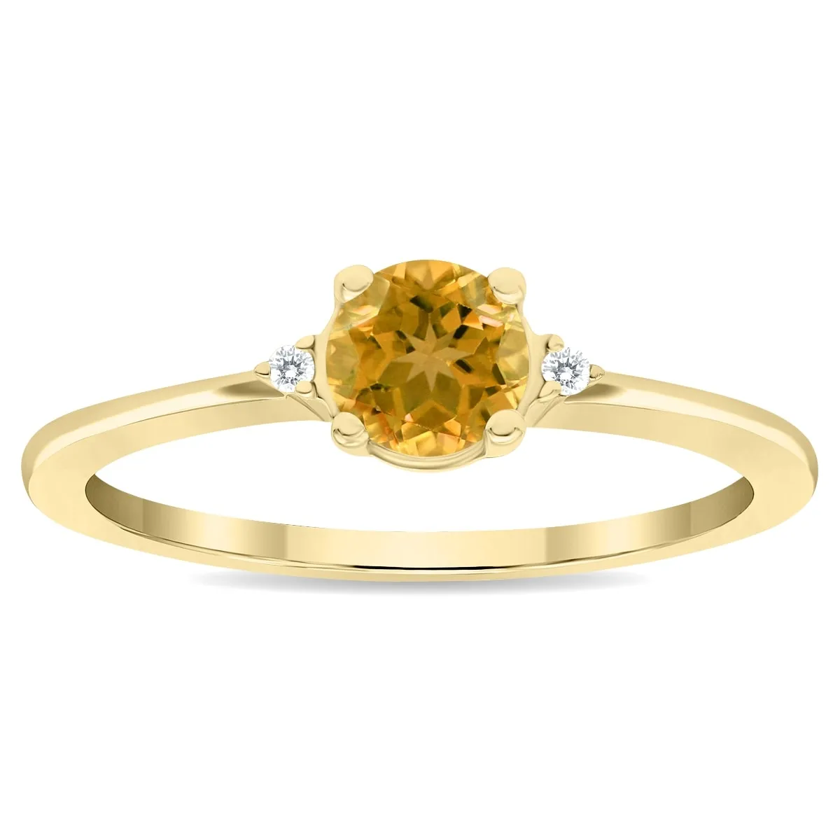 Women's Round Shaped Citrine and Diamond Classic Band in 10K Yellow Gold sold by Zulily