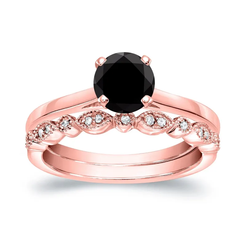 Auriya 14k Gold 3/4ctw Vintage Solitaire Black Diamond Engagement Ring Set sold by Zulily