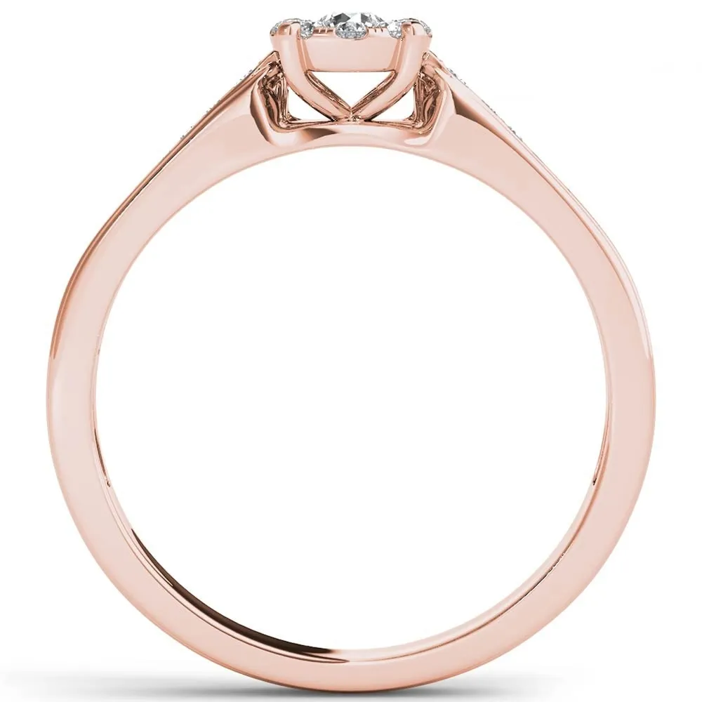 De Couer 10k Rose Gold 1/4ct TDW Diamond Cluster Engagement Ring - Pink sold by Zulily product image thumbnail 3