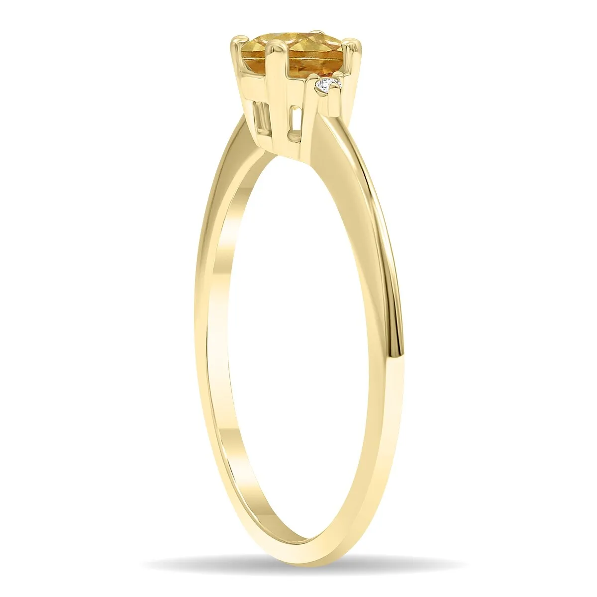 Women's Round Shaped Citrine and Diamond Classic Band in 10K Yellow Gold sold by Zulily product image thumbnail 3
