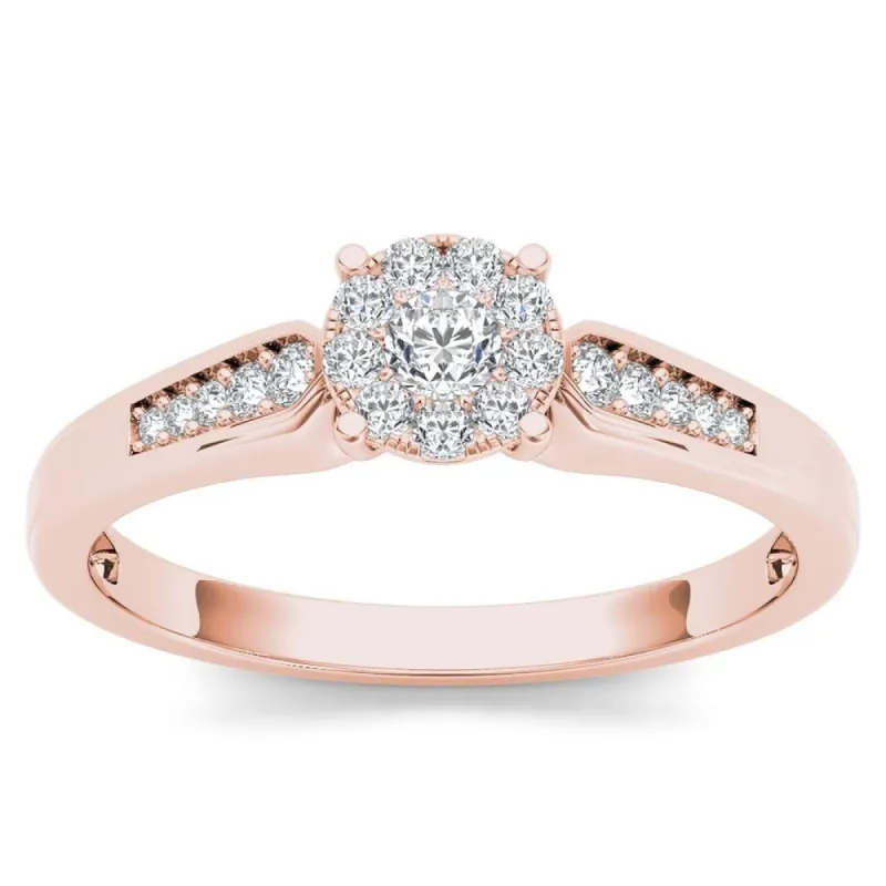 De Couer 10k Rose Gold 1/4ct TDW Diamond Cluster Engagement Ring - Pink sold by Zulily