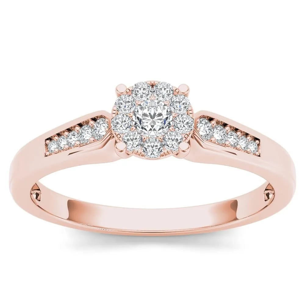 De Couer 10k Rose Gold 1/4ct TDW Diamond Cluster Engagement Ring - Pink sold by Zulily