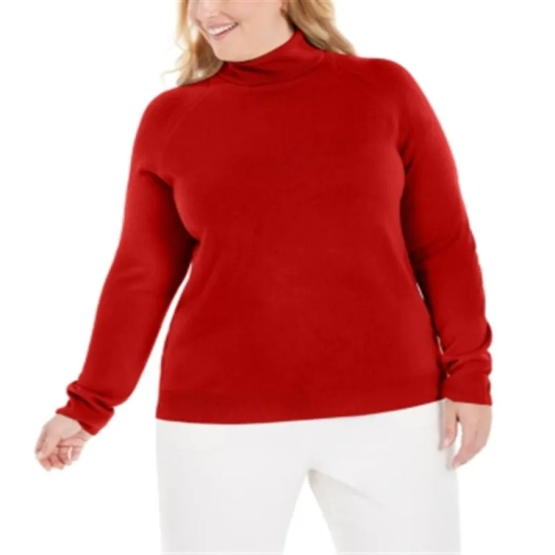 Karen Scott Women's Plus Turtleneck Luxsoft Sweater Red Size 1X sold by Zulily