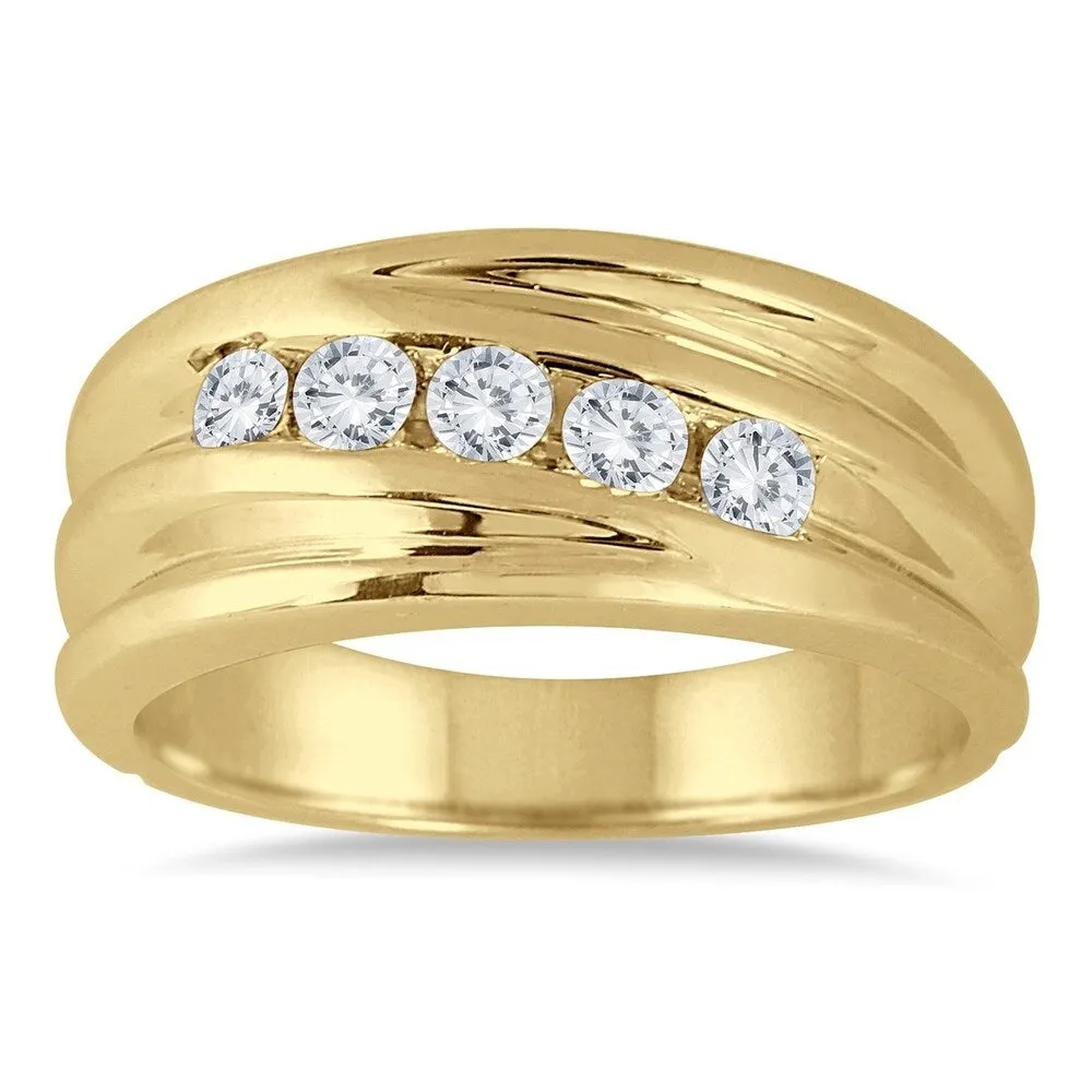 1/2 Carat TW Five Stone Diamond Men's Ring in 10K Yellow Gold sold by Zulily