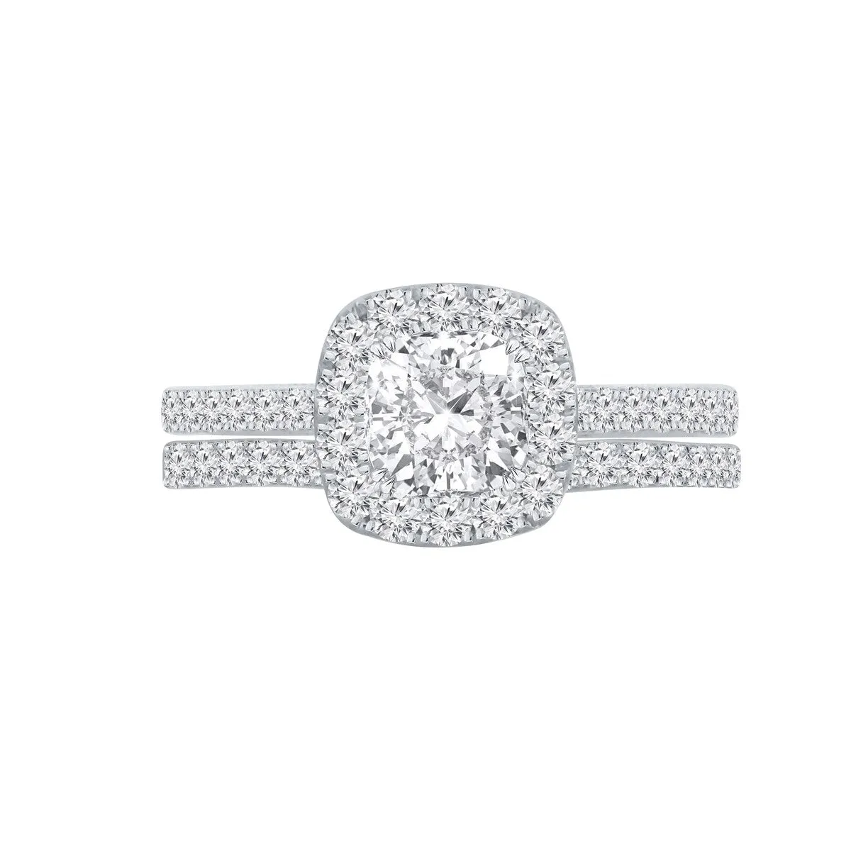 Auriya 1 3/4ctw Cushion-cut Halo Diamond Engagement Ring Set 14k Gold sold by Zulily product image thumbnail 4