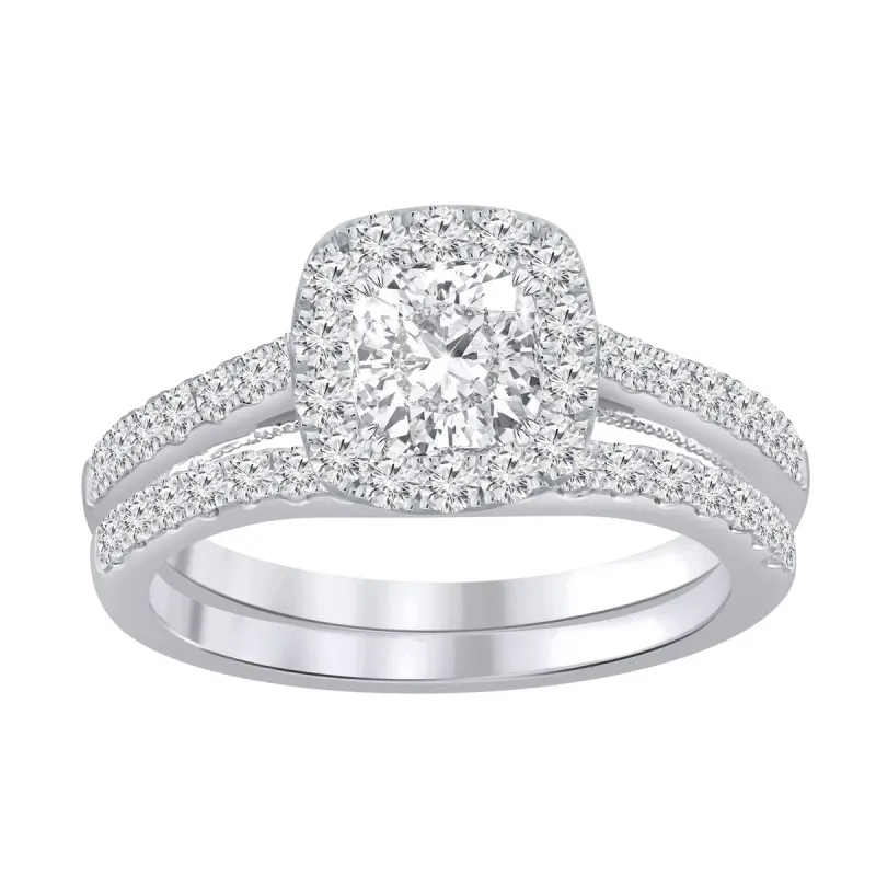 Auriya 1 3/4ctw Cushion-cut Halo Diamond Engagement Ring Set 14k Gold sold by Zulily