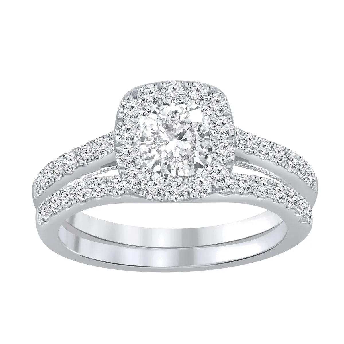 Auriya 1 3/4ctw Cushion-cut Halo Diamond Engagement Ring Set 14k Gold sold by Zulily