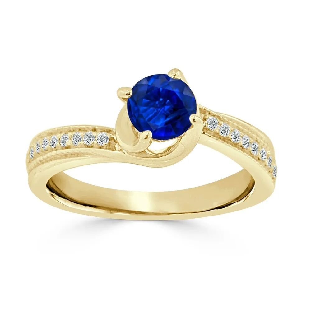 Auriya 5/8ct Blue Sapphire and 1/5 TDW Diamond Engagement Ring 14K Gold sold by Zulily product image thumbnail 2