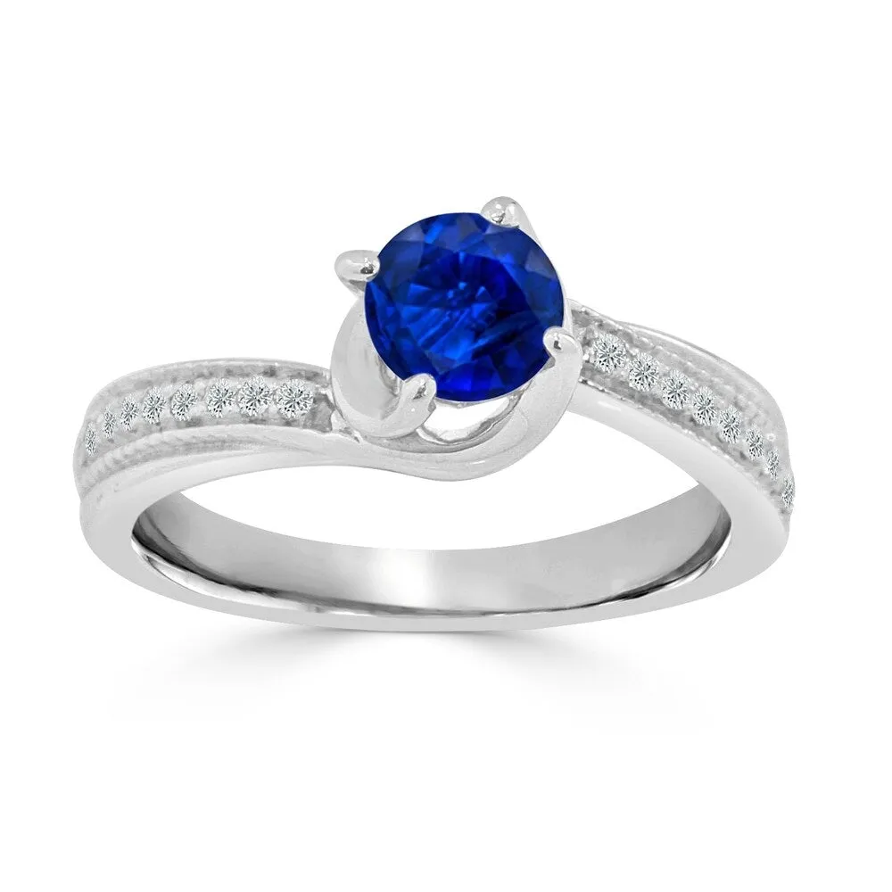Auriya 5/8ct Blue Sapphire and 1/5 TDW Diamond Engagement Ring 14K Gold sold by Zulily