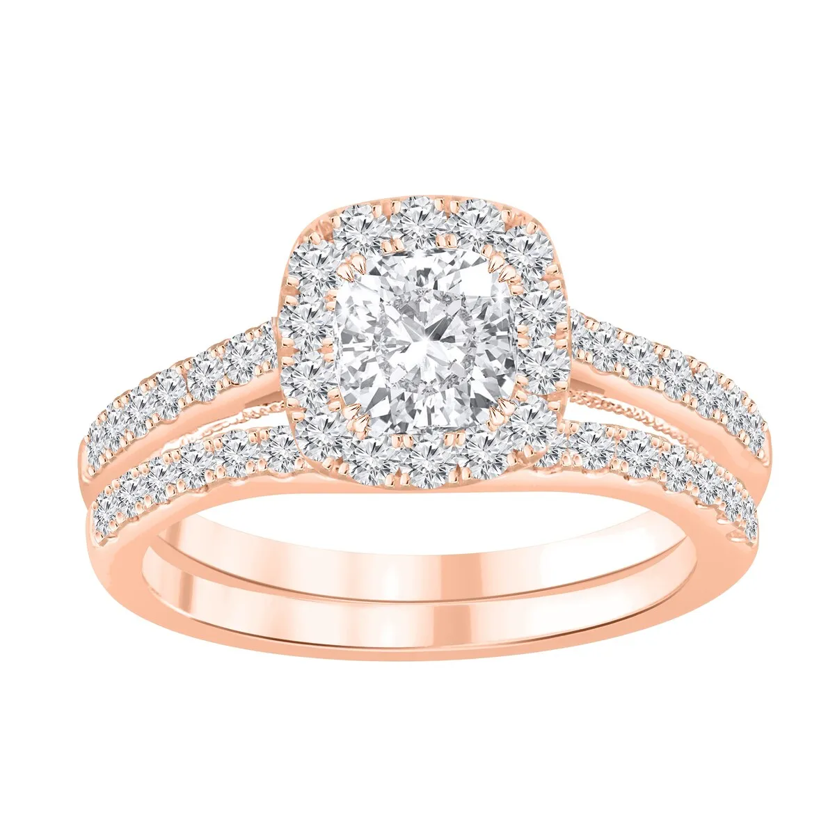 Auriya 1 3/4ctw Cushion-cut Halo Diamond Engagement Ring Set 14k Gold sold by Zulily product image thumbnail 3