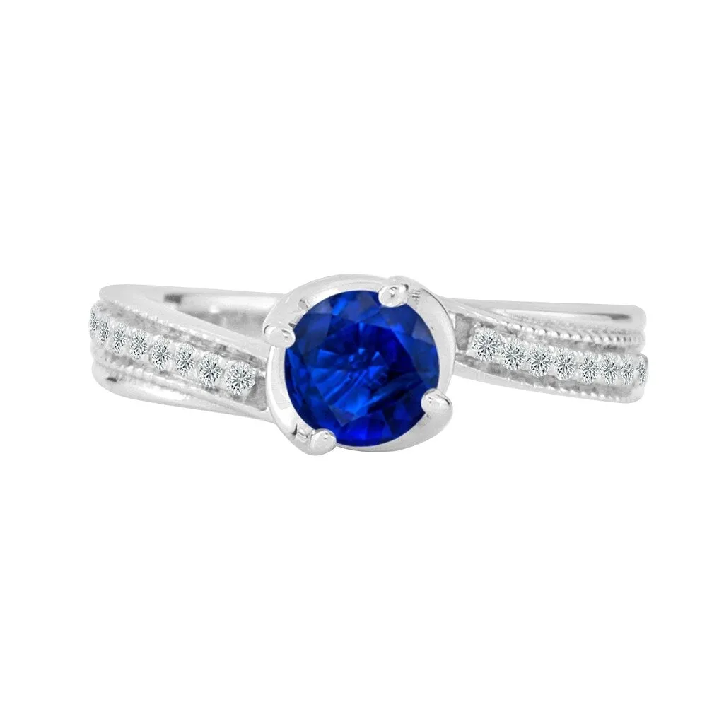 Auriya 5/8ct Blue Sapphire and 1/5 TDW Diamond Engagement Ring 14K Gold sold by Zulily product image thumbnail 4