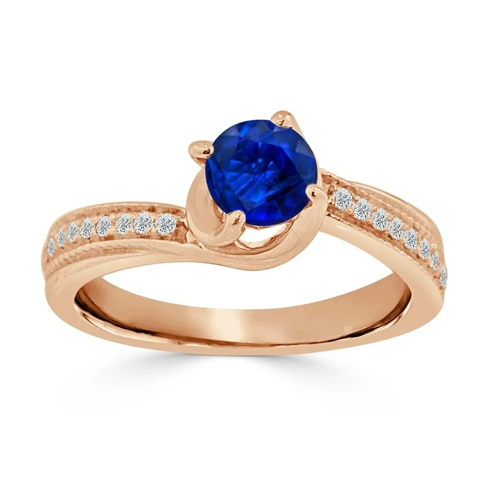 Auriya 5/8ct Blue Sapphire and 1/5 TDW Diamond Engagement Ring 14K Gold sold by Zulily product image thumbnail 3