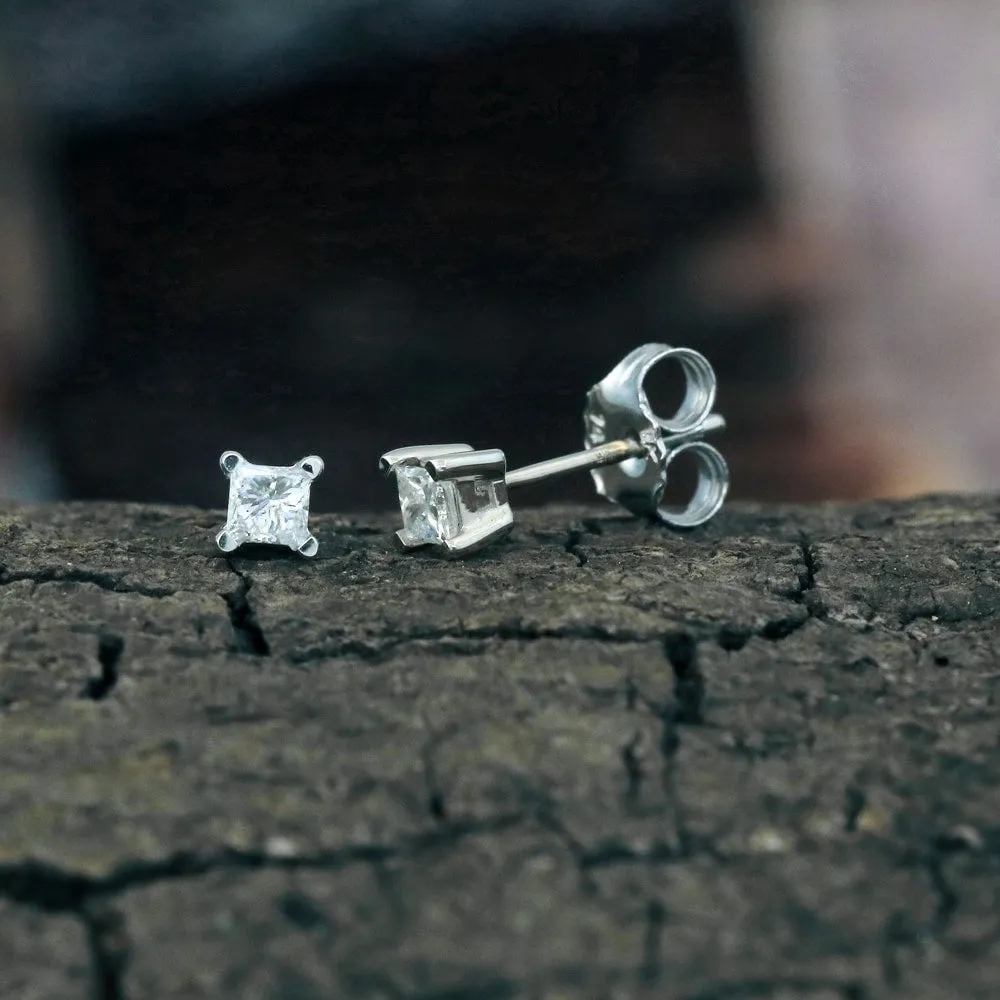 14K Princess cut Diamond Solitaire Stud Earring White gold (1/4cttw H-I Color, I2 Clarity) sold by Zulily product image thumbnail 2