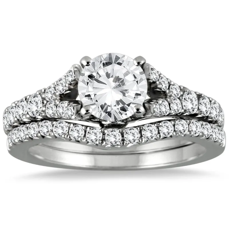 AGS Certified 1 3/4 Carat TW Diamond Bridal Set in 14K White Gold (J-K Color, I2-I3 Clarity) sold by Zulily
