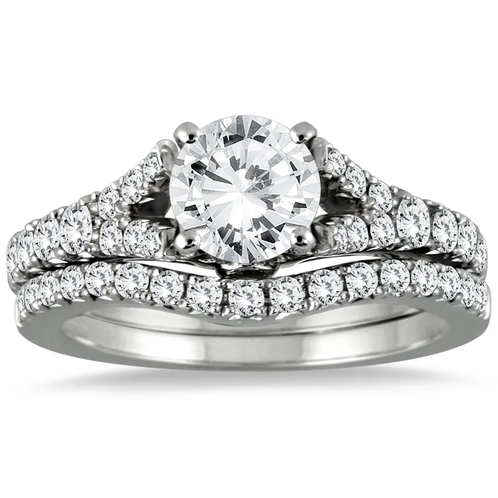 AGS Certified 1 3/4 Carat TW Diamond Bridal Set in 14K White Gold (J-K Color, I2-I3 Clarity) sold by Zulily