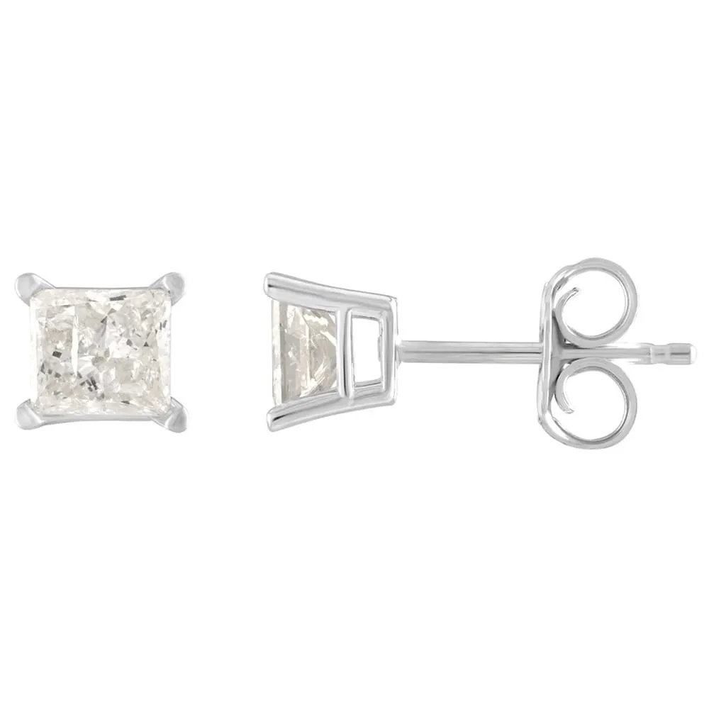 14K Princess cut Diamond Solitaire Stud Earring White gold (1/4cttw H-I Color, I2 Clarity) sold by Zulily product image thumbnail 4