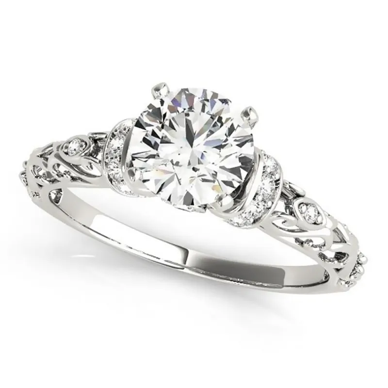 Auriya 14k Gold Round 2 1/2ct Moissanite and 1/8ctw Vintage Diamond Engagement Ring sold by Zulily