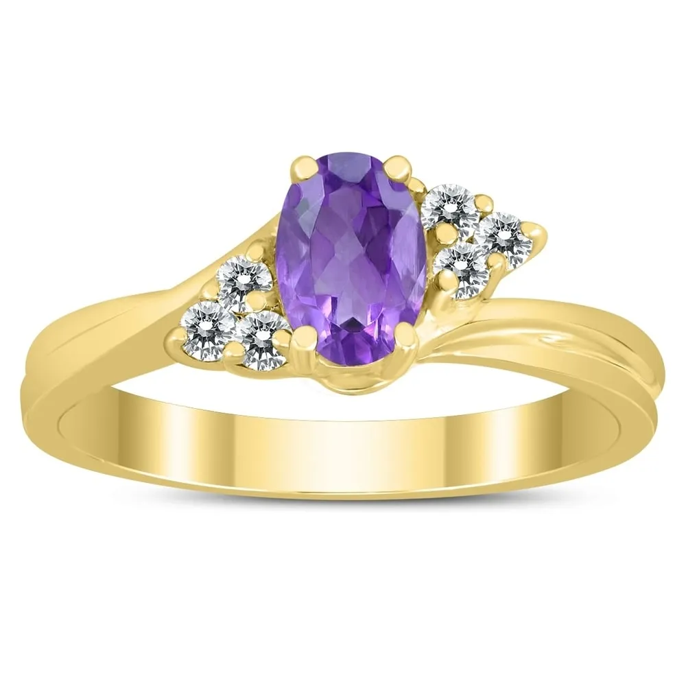 6X4MM Amethyst and Diamond Twist Ring in 10K Yellow Gold sold by Zulily