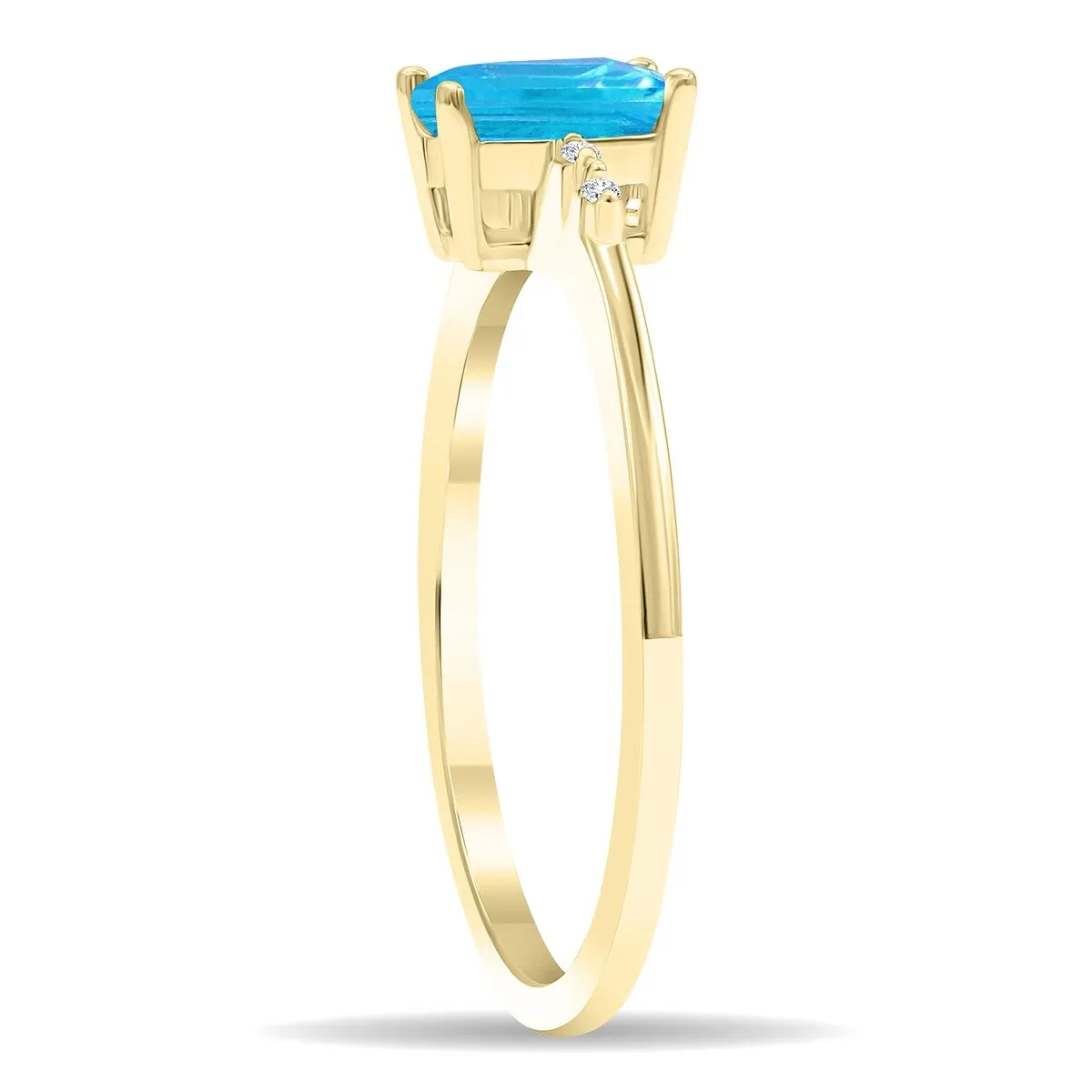 Women's Emerald Cut Blue Topaz and Diamond Sparkle Ring in 10K Yellow Gold sold by Zulily product image thumbnail 2