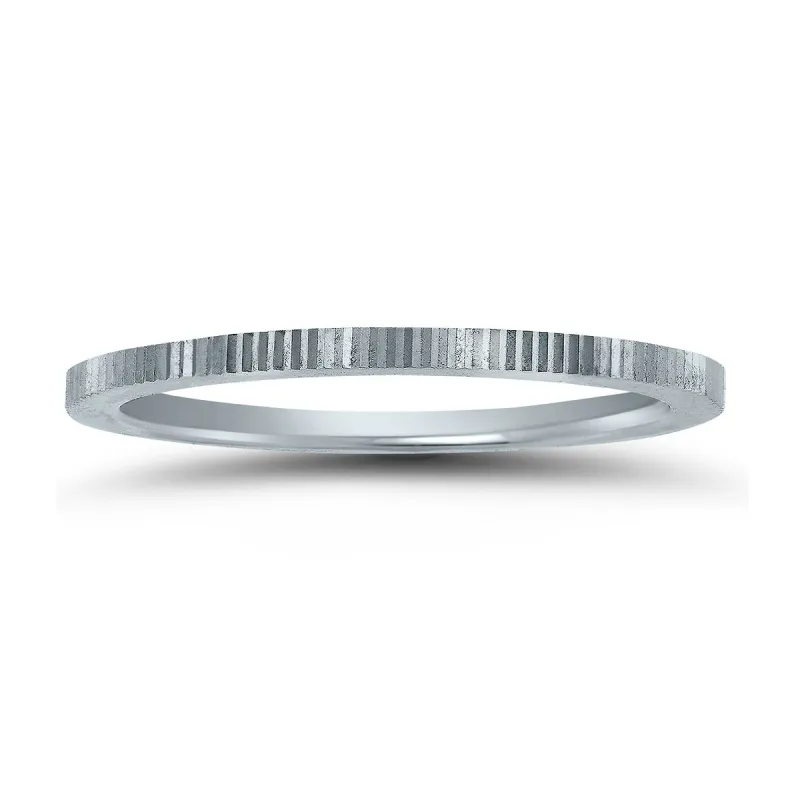 Hand-Cut Design 14K White Gold Thin Stackable Band sold by Zulily