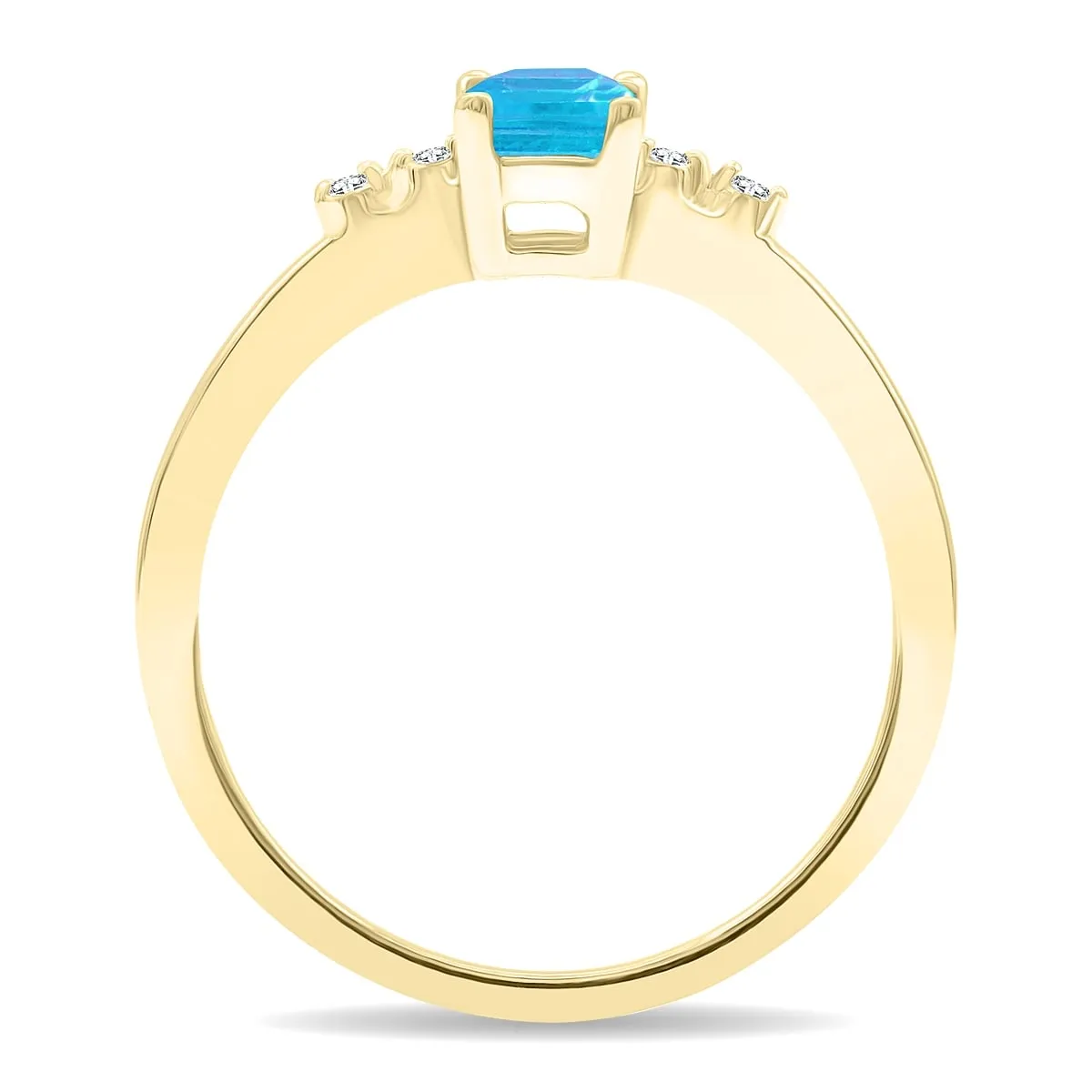 Women's Emerald Cut Blue Topaz and Diamond Sparkle Ring in 10K Yellow Gold sold by Zulily product image thumbnail 3