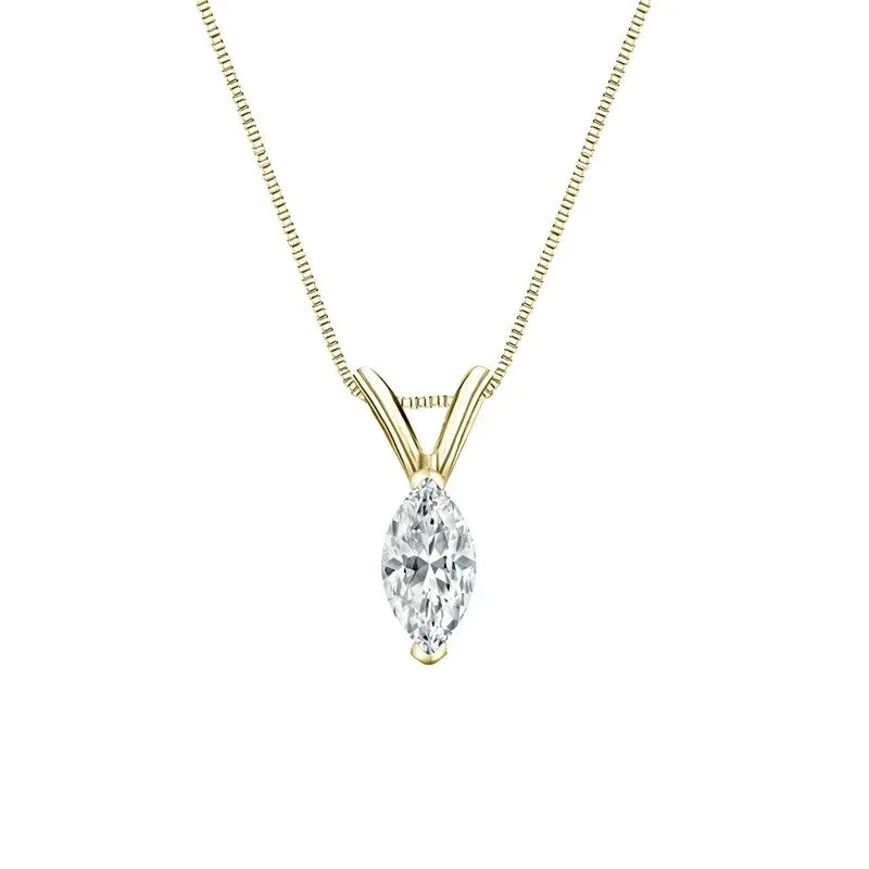 Auriya 18-karat Gold 0.45ctw Marquise Solitaire Lab Grown Diamond Necklace V-End Prong (D-E VVS) - 0.45 sold by Zulily product image thumbnail 2