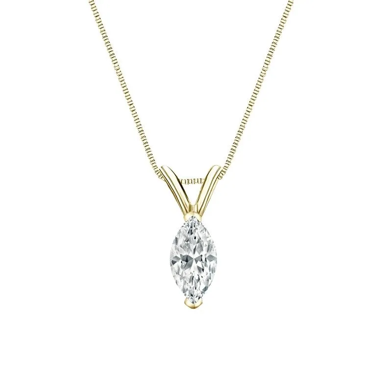 Auriya 18-karat Gold 0.45ctw Marquise Solitaire Lab Grown Diamond Necklace V-End Prong (D-E VVS) - 0.45 sold by Zulily product image thumbnail 3