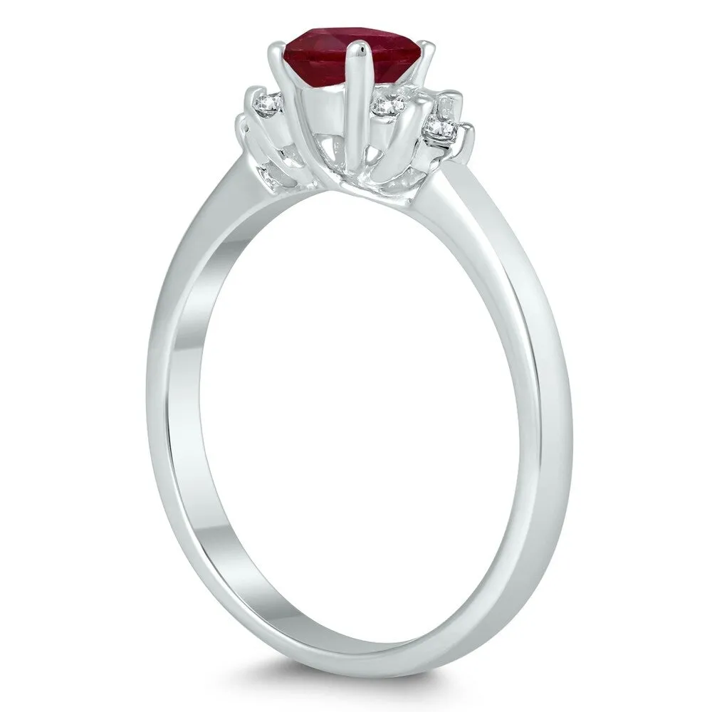 4MM Ruby and Diamond Cynthia Ring in 10K White Gold sold by Zulily product image thumbnail 2