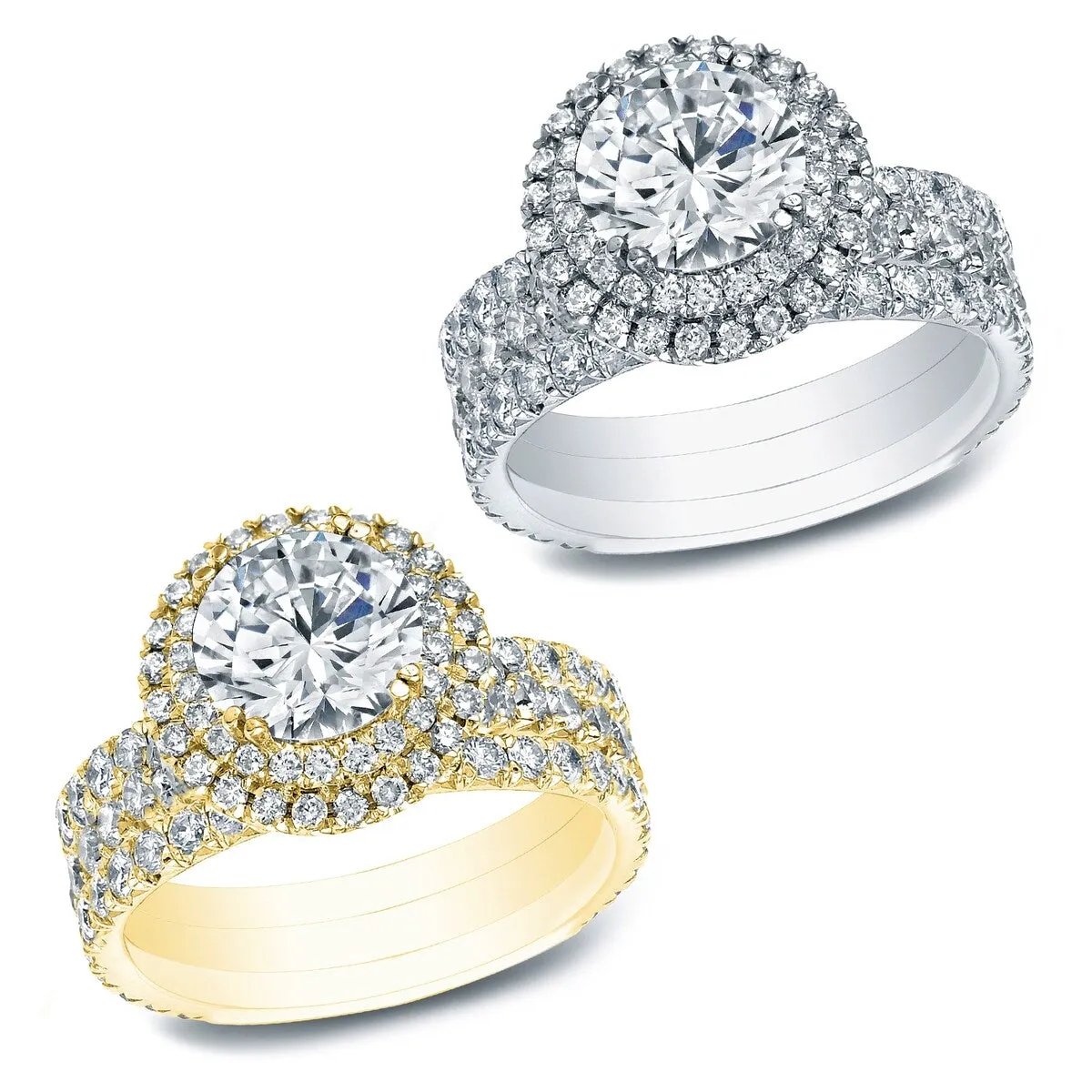 Auriya 2 3/8ctw Round Diamond Halo Engagement Ring 3Pc Set 14k Gold sold by Zulily product image thumbnail 5
