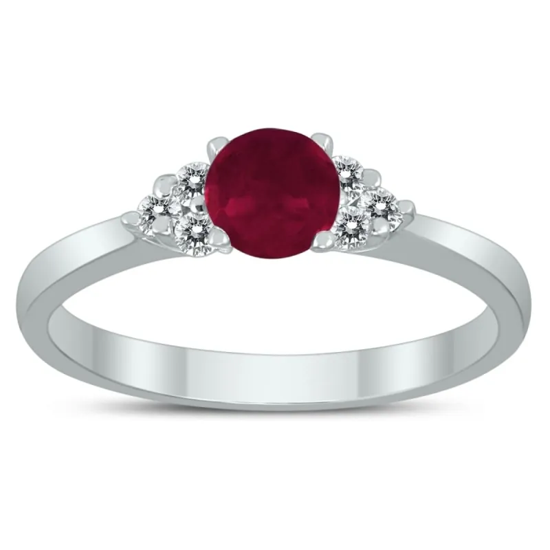 4MM Ruby and Diamond Cynthia Ring in 10K White Gold sold by Zulily