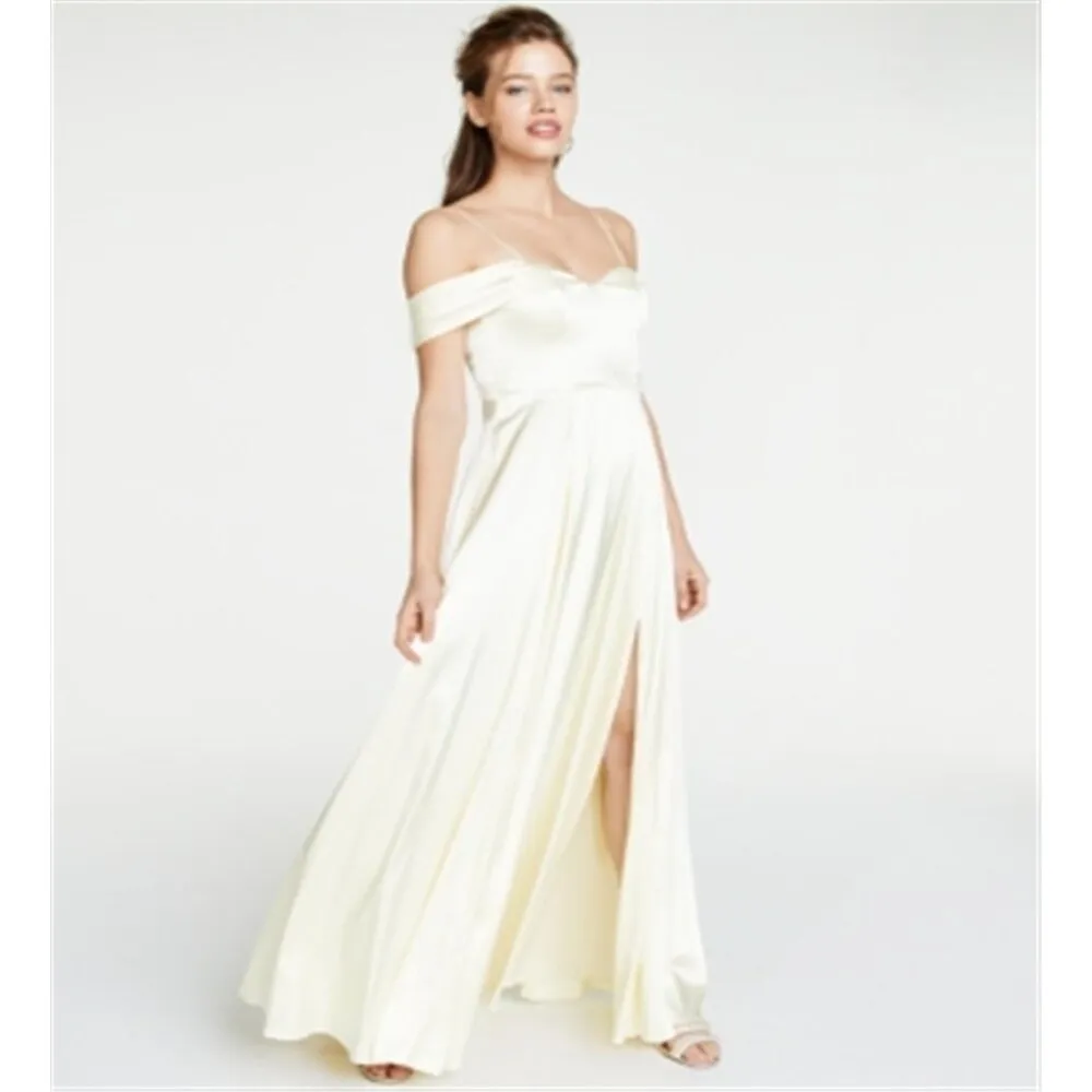 Sequin Hearts Junior's Satin Cold Shoulder Gown Yellow Size 17 sold by Zulily