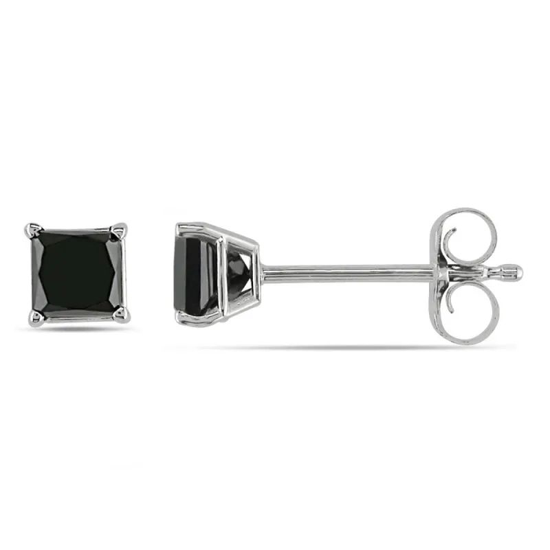 Miadora 10k White Gold 1/2ct TDW Princess-Cut Black Diamond Stud Earrings sold by Zulily