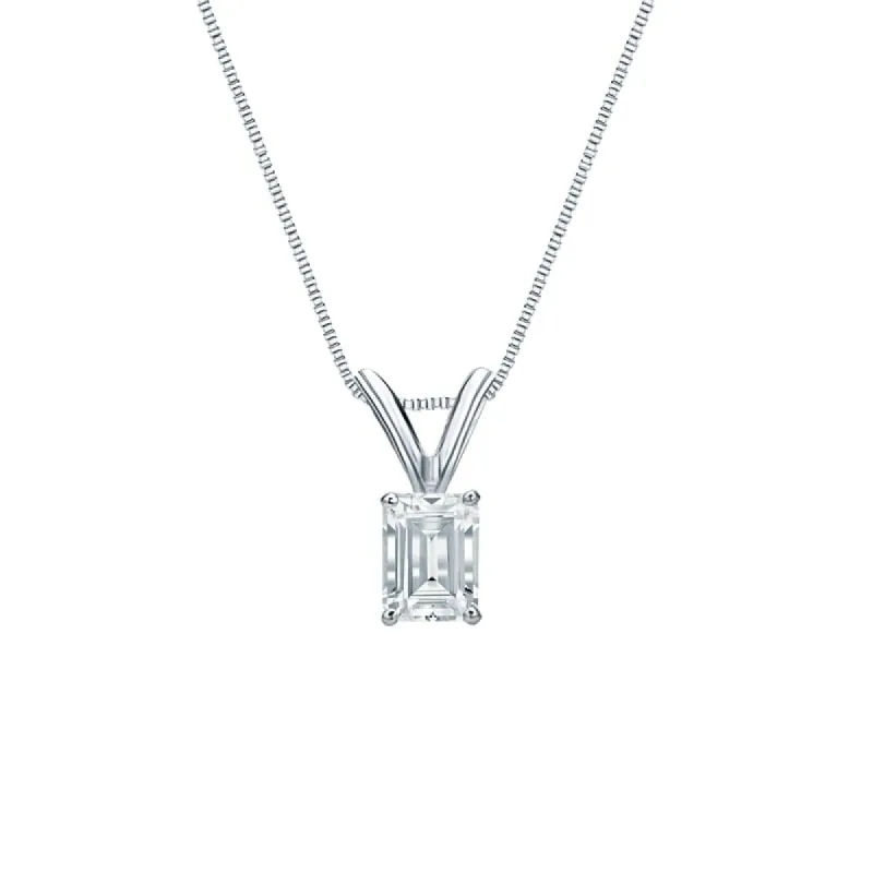 Auriya 14-karat Gold 0.30ctw Emerald Solitaire Lab Grown Diamond Necklace 4-Prong Basket (F-G VS) - 0.3 sold by Zulily