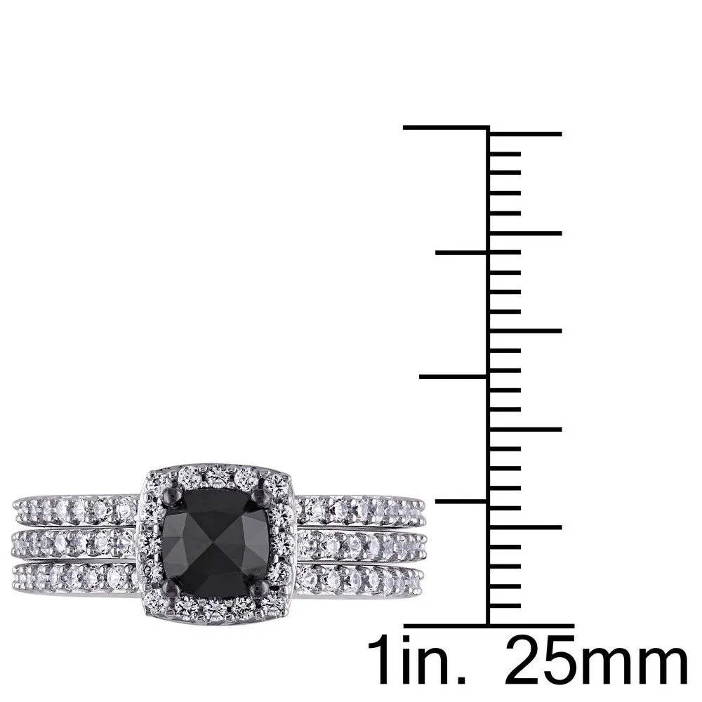 Miadora 10k White Gold 3/4ct TDW Black Diamond and Created White Sapphire Bridal Ring Set sold by Zulily product image thumbnail 3