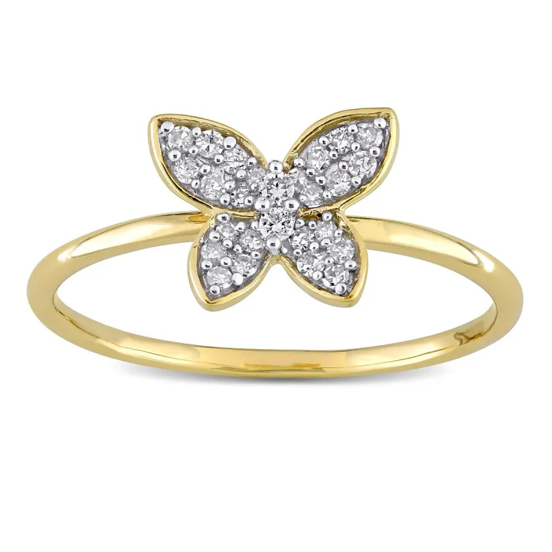 Miadora 10k Yellow Gold 1/8ct TDW Diamond Cluster Butterfly Ring sold by Zulily