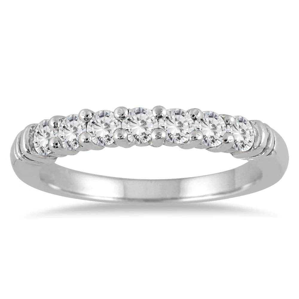 1/2 Carat TW Seven Stone Diamond Wedding Band in 10K White Gold sold by Zulily