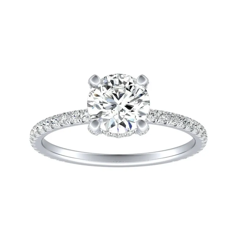 Auriya 14k Gold Classic 4ct Moissanite and Diamond Engagement Ring 1/3ctw sold by Zulily