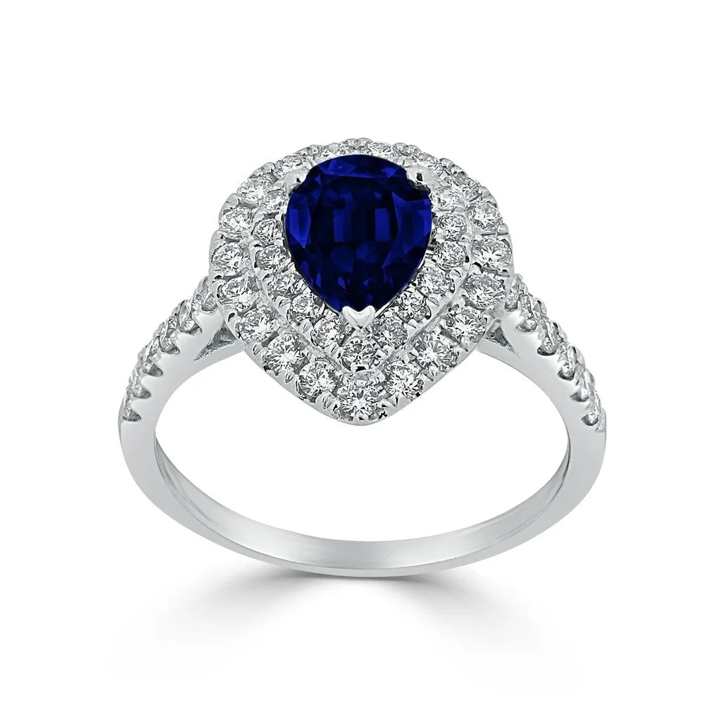 Auriya 1 1/2ct Pear-cut Blue Sapphire and 5/8ctw Diamond Engagement Ring 18K Gold sold by Zulily product image thumbnail 2
