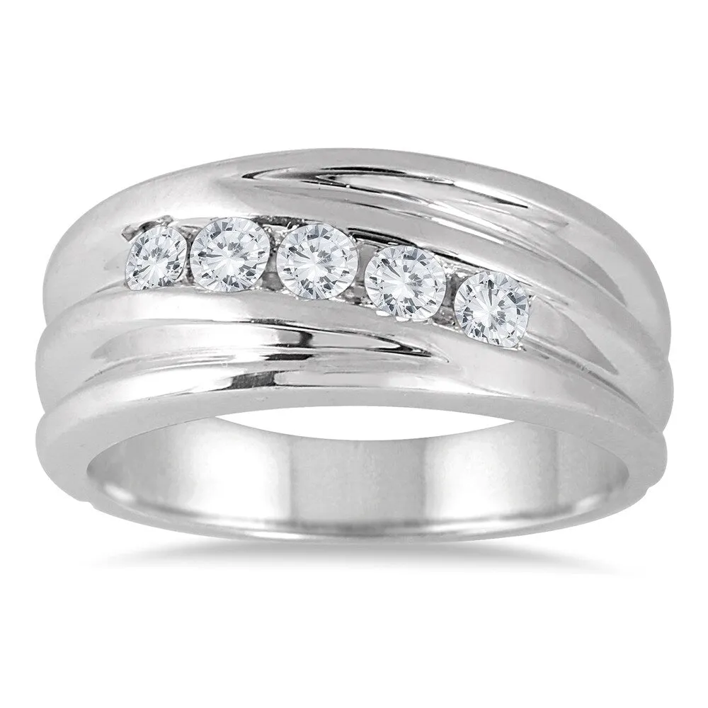 1/2 Carat TW Five Stone Diamond Men's Ring in 10K White Gold sold by Zulily