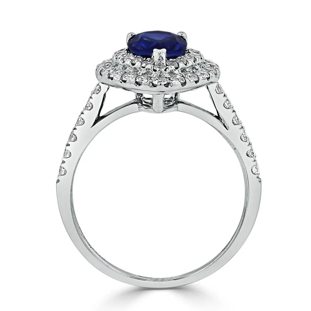 Auriya 1 1/2ct Pear-cut Blue Sapphire and 5/8ctw Diamond Engagement Ring 18K Gold sold by Zulily product image thumbnail 4