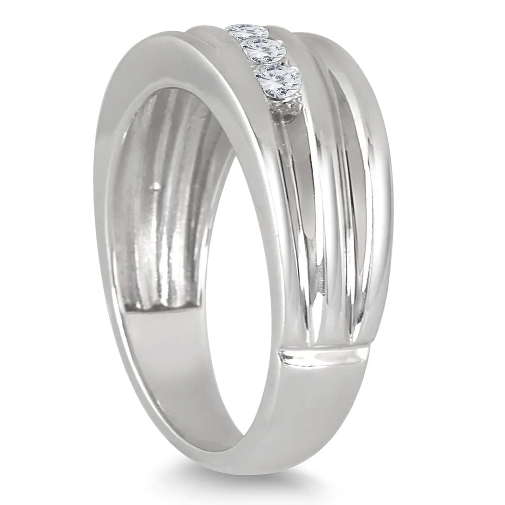 1/2 Carat TW Five Stone Diamond Men's Ring in 10K White Gold sold by Zulily product image thumbnail 2