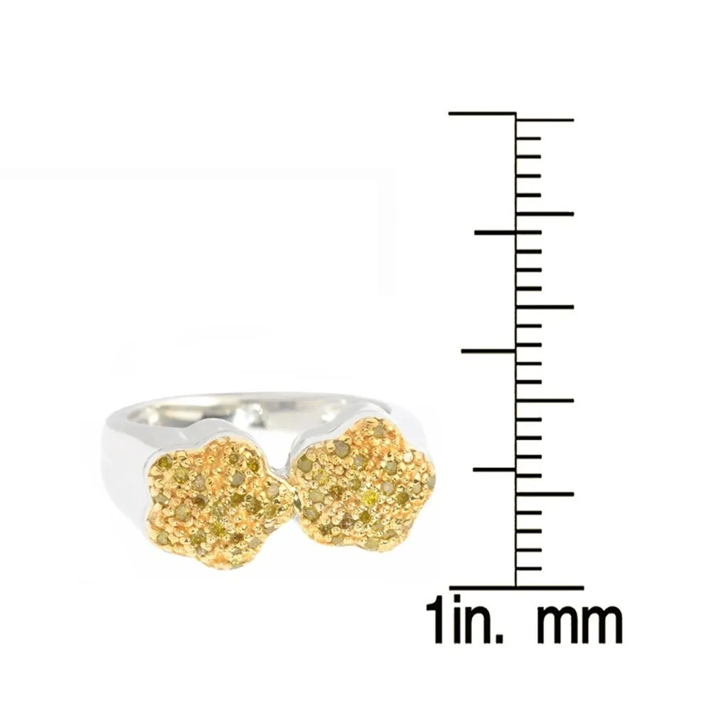 Sterling Silver with Genuine Yellow Diamond Flower Bypass Ring sold by Zulily product image thumbnail 3