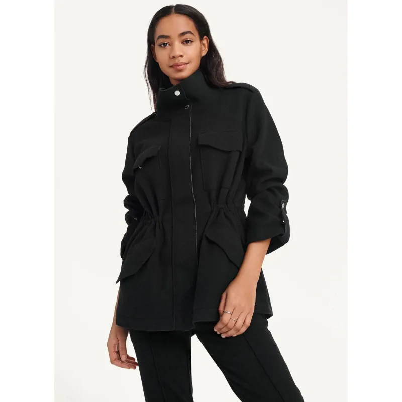 DKNY Women's Felt Cargo Jacket Black Size 0 sold by Zulily