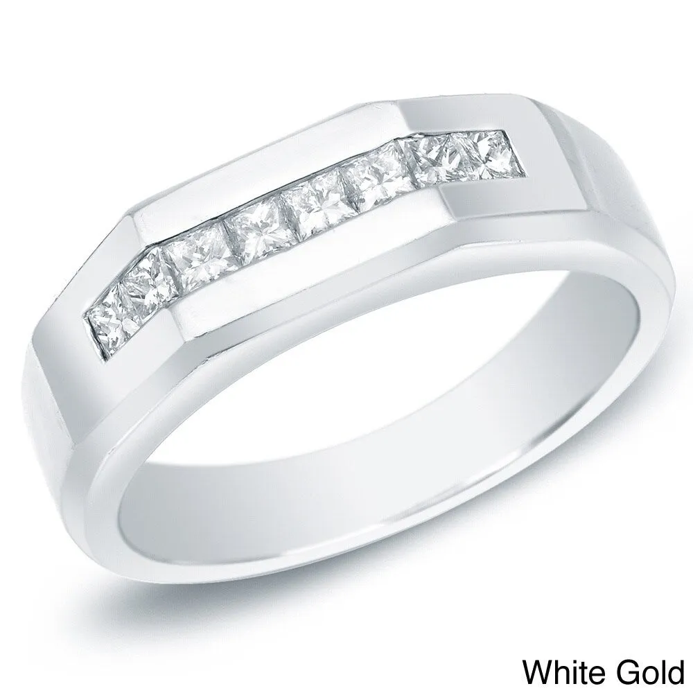 Auriya Men's 14k Gold Modern 7/8ctw Channel Set Diamond Ring sold by Zulily