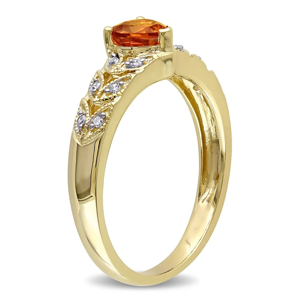 Miadora 10k Yellow Gold Orange Sapphire and Diamond Accent Heart Ring sold by Zulily product image thumbnail 2