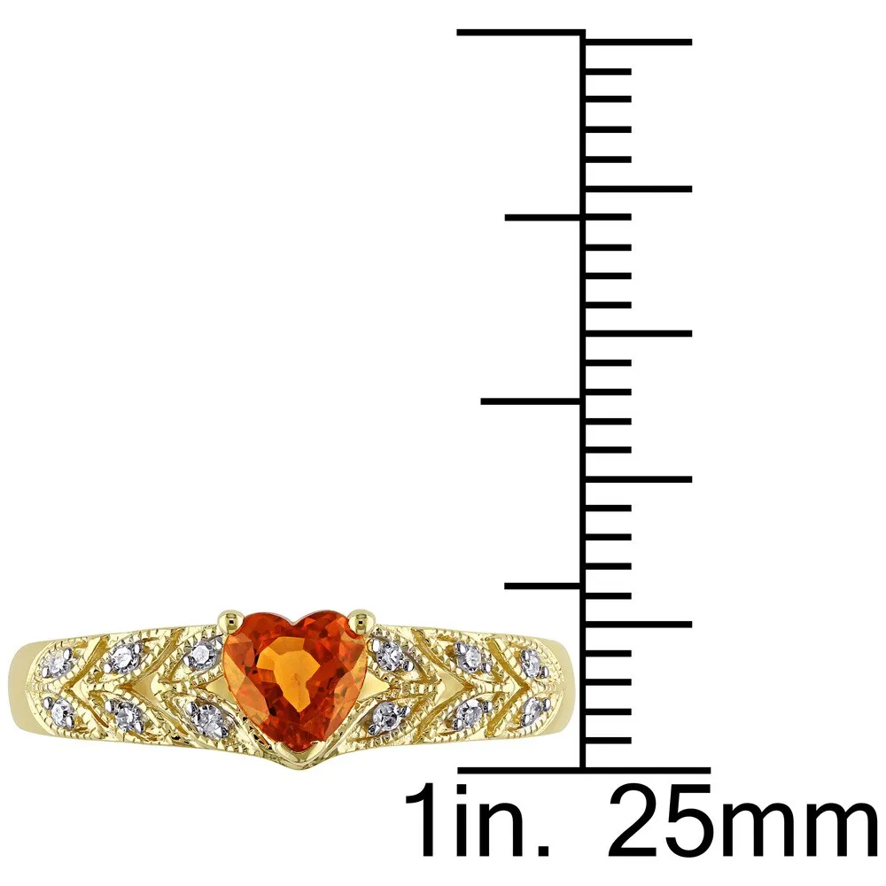 Miadora 10k Yellow Gold Orange Sapphire and Diamond Accent Heart Ring sold by Zulily product image thumbnail 3