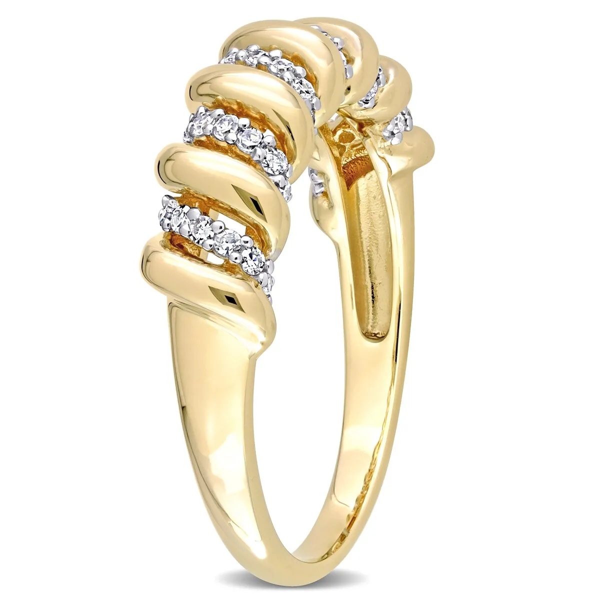 Miadora 1/5ct TDW Diamond Swirl Anniversary Band in 14k Yellow Gold sold by Zulily product image thumbnail 3